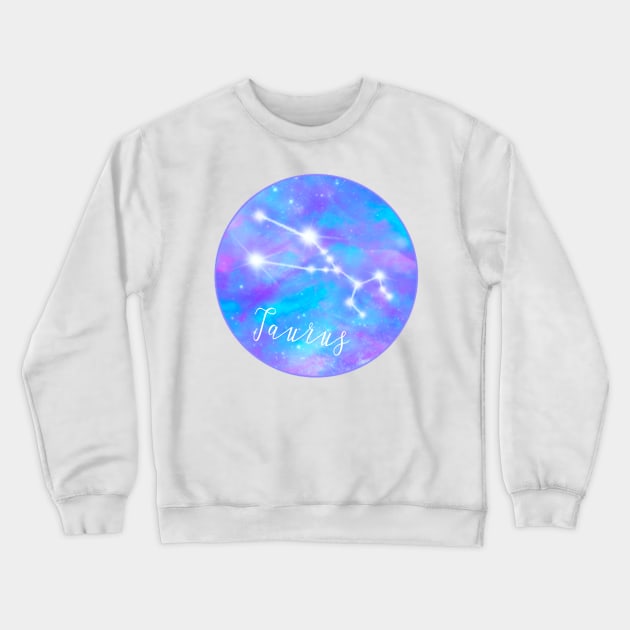 Taurus zodiac sign, Taurus constellation in galaxy sky Crewneck Sweatshirt by Orangerinka